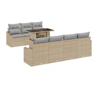 HETFTJN Set di 8 divani da giardino beige in rattan sintetico lounge modulare con tavolo regolabile in altezza, 55 x 55 x 37 cm, resistente alle intemperie, per balconi, terrazze e piccoli giardini