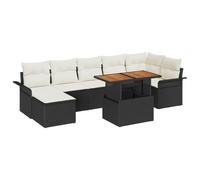HETFTJN Set di 8 divani da giardino in polyrattan modulare, 55 x 55 cm, seduta moderna con scomparti segreti, materiale robusto per uso esterno per balcone, terrazza e piccoli giardini