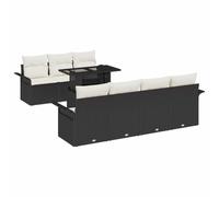 HETFTJN Set di 8 divani da giardino in polyrattan nero, 124 x 62 x 85 cm, design moderno, robusto, per giardino, terrazza, balcone, esterno, per piccoli balconi e grandi eventi