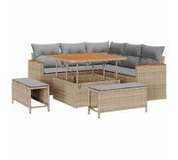 HETFTJN Set di 8 divani da giardino in polyrattan, resistente alle intemperie, modulare, 100 x 100 x 71 cm, regolabile in altezza, per balcone, terrazza e giardino