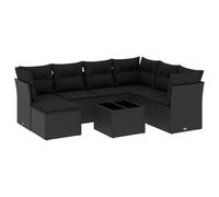 HETFTJN Set di 8 divani da giardino in rattan sintetico, colore nero, con cuscini spessi, resistente alle intemperie, modulare, per piccoli balconi, terrazze e salone da giardino