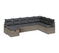 HETFTJN Set di 8 divani per esterni, grigio 287 x 177 x 85 cm, resistente alle intemperie, in rattan sintetico, con vano portaoggetti e sacchetti impermeabili per terrazze, balconi, giardini