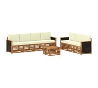 HETFTJN Set di 8 mobili da giardino in legno massello di acacia, moderno divano con cuscini per giardino e terrazza, gruppo lounge modulare con struttura in legno naturale, max. 110 kg per seduta