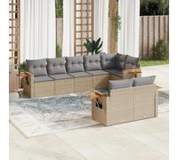 HETFTJN Set di 8 mobili da giardino in rattan sintetico beige con molle a gas e ripiani per balcone, terrazzo, 62 x 62 x 69 cm, design salotto moderno, salvaspazio, per balconi piccoli
