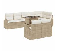 HETFTJN Set di 9 divani da giardino in polyrattan modulare con spazio di archiviazione, resistente alle intemperie, 100 x 55 x 73 cm, in vetro, per terrazza, balcone e giardino
