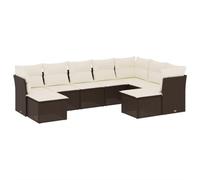 HETFTJN Set di 9 divani da giardino in rattan sintetico, 62 x 62 x 69 cm, con vano portaoggetti e rivestimenti bianchi panna, modulare per terrazze, balconi, lounge all'aperto