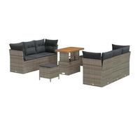HETFTJN Set di 9 divani da giardino in rattan sintetico, resistente alle intemperie, modulare ad angolo, con tavolino regolabile in altezza, robusto, per terrazza, balcone e giardino lounge