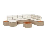 HETFTJN Set di 9 divani da giardino modulari in rattan sintetico, 8 posti, per esterni, con tavolo da giardino, design moderno, materiale resistente alle intemperie, per giardino, terrazza e piccolo
