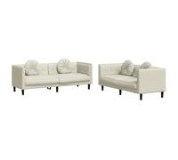 HETFTJN Set di Divani 2 Pezzi in Velluto Crema con Cuscini Rotondi | Salotto elegante con divano a 2 e 3 posti, imbottitura spessa e stabili gambe di supporto per il massimo comfort.