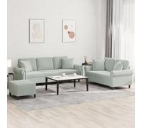 HETFTJN Set di divani 3 pezzi in velluto grigio chiaro 212 cm ottomano comodo e robusto per soggiorno, balcone, camera dei ragazzi