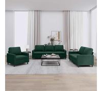 HETFTJN Set di divani 3 pezzi in velluto moderno con poltrona, 2 posti, 3 posti, per piccole stanze, balcone, soggiorno, divano letto, 78 x 77 x 80 cm, verde scuro