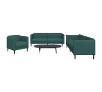 HETFTJN Set di divani ad angolo 3 pezzi in tessuto verde scuro con poltrona, divano a 2 posti e 3 posti, design moderno, robusto e confortevole, per soggiorno, camera da letto, piccoli spazi
