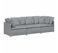 HETFTJN Set di divani componibili con cuscino, divano angolare a 3 posti, rivestimento in tessuto, colore grigio chiaro, moderno, con struttura in metallo e braccioli in legno, per soggiorno, 300 x