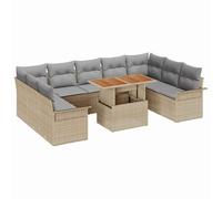 HETFTJN Set di divani da giardino, 10 pezzi, beige, in rattan sintetico, modulare, 55 x 55 cm, con ampio spazio di archiviazione, design moderno, resistente alle intemperie, per balconi, terrazze e