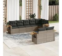 HETFTJN Set di divani da giardino, 8 pezzi, 315 x 315 cm, modulare, in polyrattan, con cuscino per la seduta, resistente ai raggi UV e salvaspazio, per balcone, terrazza e giardino