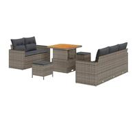HETFTJN Set di divani da giardino, 8 pezzi, 80 x 80 x 71 cm, grigio, in rattan sintetico, resistente alle intemperie, regolabile in altezza, per piccoli balconi, terrazze e giardini