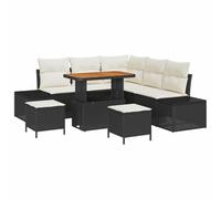 HETFTJN Set di divani da giardino, 8 pezzi, colore nero, in rattan sintetico, modulare, per esterni, con spazio di archiviazione, resistente ai raggi UV, portata 845 kg, per giardino, terrazza