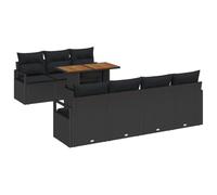 HETFTJN Set di divani da giardino, 8 pezzi, nero, in rattan sintetico, modulare, larghezza della seduta: 55 cm, per balcone, terrazza, giardino, lounge, mobili esterni