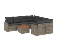 HETFTJN Set di divani da giardino in polyrattan, 62 x 62 cm, con tavolo in legno di acacia, resistente alle intemperie, modulare, per piccole terrazze, balconi e salone da giardino