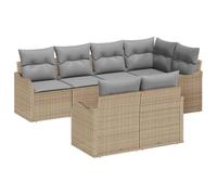 HETFTJN Set di divani da giardino in polyrattan, 7 pezzi, modulare lounge, resistente alle intemperie, per balcone, terrazza, piccolo o grande, con cuscino esterno