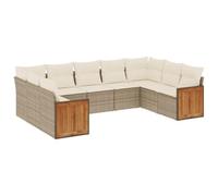 HETFTJN Set di divani da giardino in polyrattan beige, 62 x 62 x 69 cm, con vano portaoggetti e cuscino modulare, robusto e durevole, per balcone, terrazza, giardino
