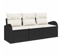 HETFTJN Set di divani da giardino in rattan sintetico, modulare, 3 pezzi, per balconi e terrazze, con cuscini resistenti ai raggi UV, design moderno per esterni, larghezza seduta 55 cm
