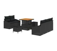 HETFTJN Set di divani da giardino nero, 80 x 80 x 71 cm, in rattan sintetico, resistente alle intemperie, design moderno, per terrazze, balconi, giardini