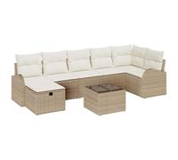 HETFTJN Set di divano da giardino, beige, crema, polyrattan, resistente alle intemperie, con spazio di archiviazione, 55 x 62 x 85 cm, panchina angolare modulare per esterni, per terrazza, balcone