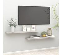 HETFTJN Set di mensole sospese in MDF grigio cemento, 120 cm, montaggio invisibile per libri, decorazioni e oggetti da collezione, portata fino a 10 kg, design moderno per soggiorno, camera da letto e