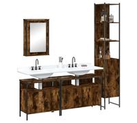 HETFTJN Set di mobili da bagno, 4 pezzi, 42 x 12 x 60 cm, armadietto a specchio, 80 x 30 x 60 cm, mobiletto 33 x 33 x 185 cm, design moderno, robusto, per bagno, ospiti, WC