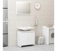 HETFTJN Set di mobili da bagno bianco lucido, 60 x 61 cm, in legno con specchio da 60 x 45 cm, moderna credenza per bagno e WC degli ospiti