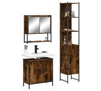 HETFTJN Set di mobili da bagno da 3 pezzi, 60 x 30 x 185 cm, design moderno con armadietto a specchio e mobiletto per lavabo, materiale in legno massiccio, durevole per piccoli bagni e WC degli ospiti