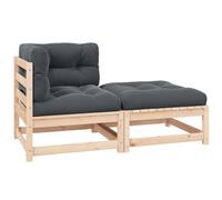 HETFTJN Set di mobili da giardino, 2 pezzi, 70 x 70 x 67 cm, in legno di pino massiccio, con cuscini modulari salvaspazio per esterni, balcone, giardino, terrazza, per un relax moderno in pieno