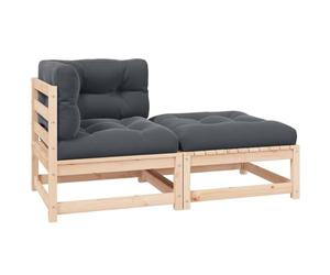 HETFTJN Set di mobili da giardino, 2 pezzi, 70 x 70 x 67 cm, in legno di pino massiccio, con cuscini modulari salvaspazio per esterni, balcone, giardino, terrazza, per un relax moderno in pieno