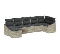 HETFTJN Set di mobili da giardino 7 pezzi divano grigio chiaro polyrattan modulare resistente ai raggi UV 955 kg set salone robusto per balcone terrazza e giardino