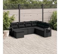 HETFTJN Set di mobili da giardino, 7 pezzi, in polyrattan, resistente alle intemperie, 280 x 200 cm, grande divano da balcone e terrazza con cuscini rimovibili, design moderno per piccoli