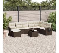HETFTJN Set di mobili da giardino 9 pezzi in polyrattan marrone con braccioli pieghevoli, 62 x 62 x 69 cm, per balcone, terrazza e piccoli giardini