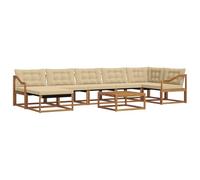 HETFTJN Set di mobili da giardino da 22 pezzi, in legno di acacia massiccio, con divano angolare, tavolo e cuscini per terrazza e giardino, colore naturale e beige