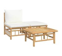 HETFTJN Set di mobili da giardino in bambù color crema, 3 pezzi, 65 x 55 x 30 cm, set da balcone moderno con sgabelli e tavolo, set di mobili da esterno robusti per balcone, terrazza, giardino