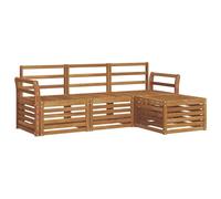 HETFTJN Set di mobili da giardino in legno di acacia massiccio, 4 pezzi, divano modulare per terrazza e giardino, laccato naturale, 193,5 x 122,5 x 73 cm