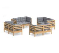 HETFTJN Set di mobili da giardino in pino massiccio, 63,5 cm, con cuscino grigio per esterni, modulare, combinabile, robusto, per piccoli balconi, giardini e giardini d'inverno