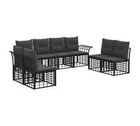 HETFTJN Set di mobili da giardino in polyrattan, 8 pezzi, divano modulare per esterni con cuscini per seduta e cuscino per la schiena, set lounge per 8 persone, mobili da terrazza, colore nero e