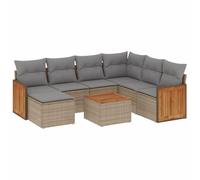 HETFTJN Set di mobili da giardino in polyrattan beige, 55 x 55 cm, resistente agli agenti atmosferici, struttura modulare, per piccoli balconi, terrazze e giardini d'inverno