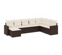 HETFTJN Set di mobili da giardino in polyrattan marrone, 62 x 62 x 69 cm, con cuscino, modulare, resistente ai raggi UV, robusto telaio in acciaio, salvaspazio, per giardino, terrazza e lounge