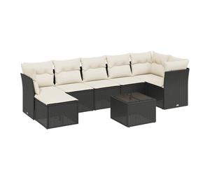 HETFTJN Set di mobili da giardino in polyrattan nero con cuscino bianco crema, 62 x 62 x 69 cm, modulare per piccoli balconi e terrazze, robusto tavolo in vetro, design resistente alle intemperie per