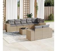 HETFTJN Set di mobili da giardino in rattan beige, 62 x 62 x 69 cm, per balcone, terrazza, giardino, salottino, per esterni, con piano in vetro