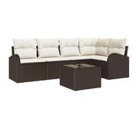 HETFTJN Set di mobili da giardino marrone, 5 posti, per esterni, moderno, modulare, con tavolo, 55 cm, tessuto a mano, in rattan sintetico, per balcone, terrazza, giardino