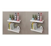 HETFTJN Set di scaffali da parete, 4 pezzi, bianco, 40 x 20 cm, montaggio invisibile in MDF, per libri, decorazioni e oggetti da collezione in soggiorno, bagno e cucina