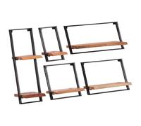 HETFTJN Set di scaffali da parete in legno massello di acacia, 5 pezzi, scaffali sospesi, per libri, decorazioni e piante in soggiorno, cucina o bagno