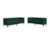 HETFTJN Set Divani Chesterfield 2pz in Velluto Verde Scuro con Cuscini | Salotto completo stile capitonné con divano a 2 e 3 posti in velluto per arredare il soggiorno con eleganza.